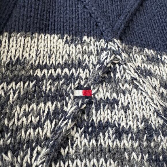 Tommy Hilfiger DarkAcademia Preppy Y2K Cardigan Navy Red Marled Knit Sweater XL - Picture 7 of 12